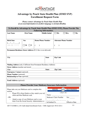 Advantage by Peach State Health Plan Enrollment Form