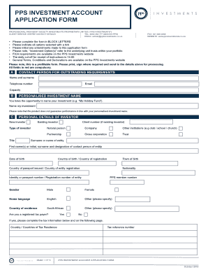 PPS Investment Account Application Form