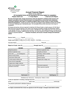 Girl Scouts Annual Financial Report