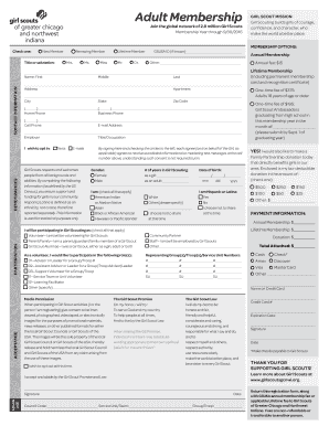 Girl Scouts Adult Membership Application