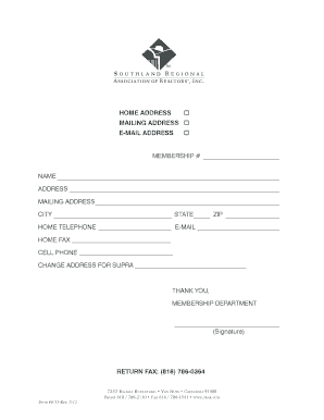 Southland Regional Association of Realtors Membership Form