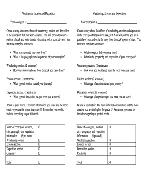 Weathering Erosion Deposition Assignment