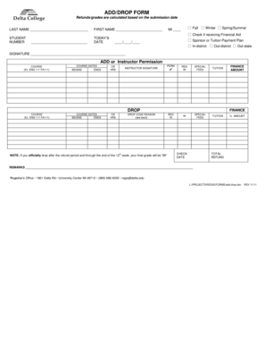 Student Add Drop Form