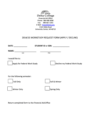 Federal Work Study Request Form