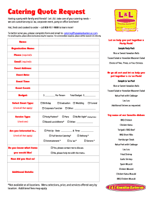 Catering Quote Request Form