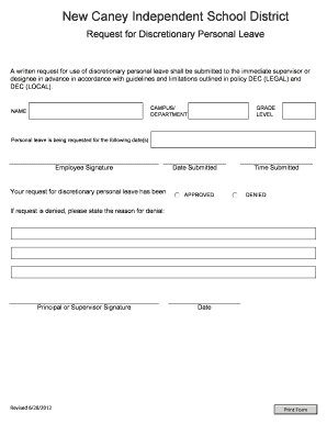 Discretionary Personal Leave Request Form