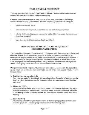 Perinatal Food Frequency Questionnaire