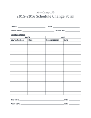 New Caney ISD Schedule Change Form