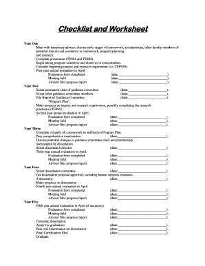 Graduate Program Checklist and Worksheet