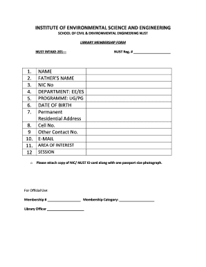 NUST Library Membership Form
