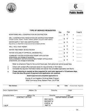 Los Angeles County Drinking Water Service Request Application