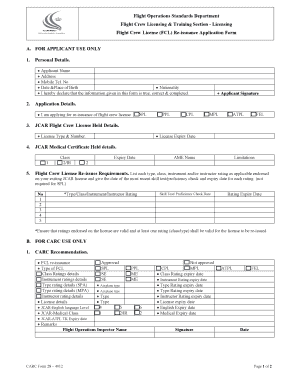 Flight Crew License Re-issuance Application Form