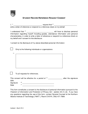 Student Record Reference Request Consent