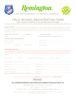 Law Enforcement Armorer School Registration Form