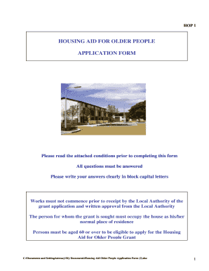 Housing Aid for Older People Application Form