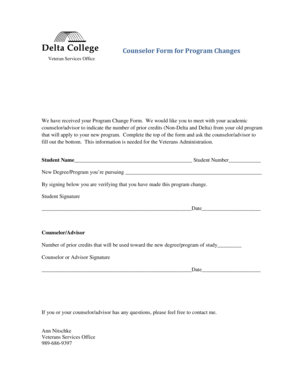 Counselor Form for Program Changes