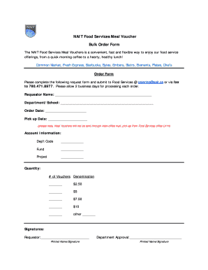 NAIT Food Services Meal Voucher Bulk Order Form