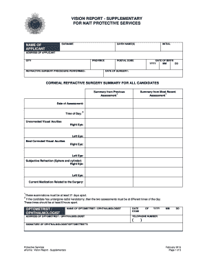 Vision Report Supplementary Form