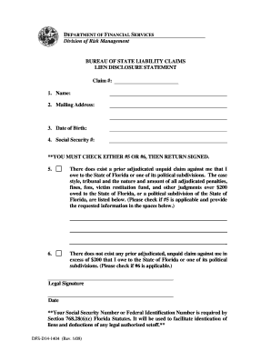 Florida Lien Disclosure Statement