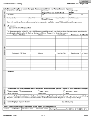 Standard Insurance Enrollment and Change Form