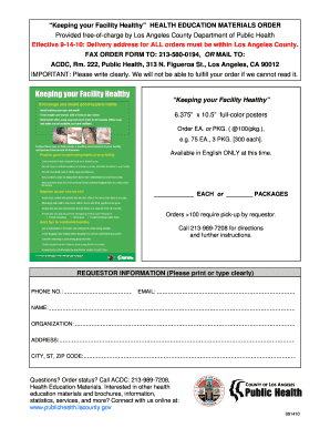 Health Education Materials Order Form