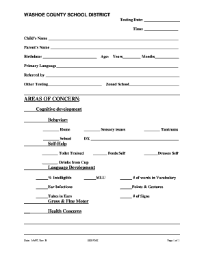 WASHOE COUNTY SCHOOL DISTRICT Testing Date Time Childs
