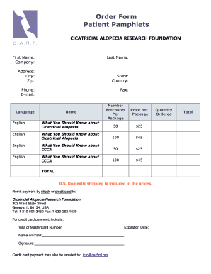 Cicatricial Alopecia Research Foundation Order Form