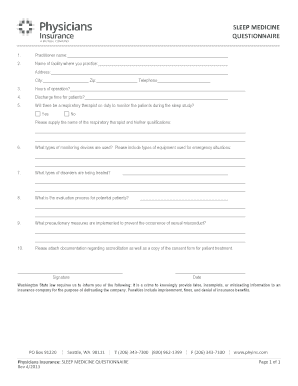 Sleep Study Facility Information Form