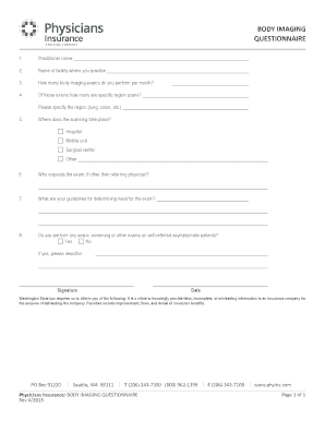 Washington State Body Imaging Exam Form