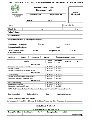 ICMAP Admission Form