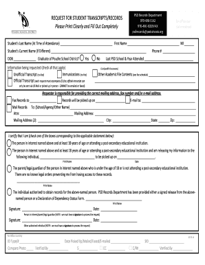 Request for Student Transcripts/Records