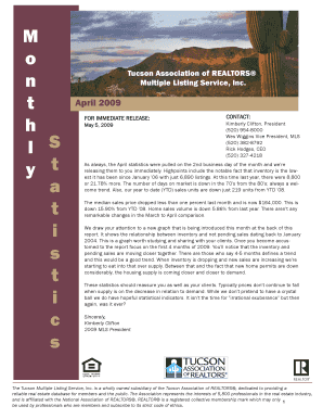 2009 April stats - Tucson Association of REALTORS - tucsonrealtors