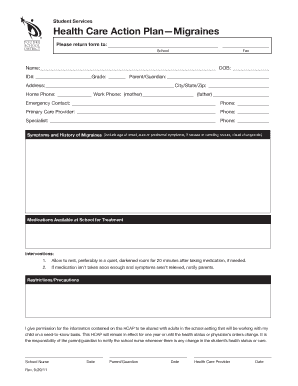 Health Care Action Plan for Migraines