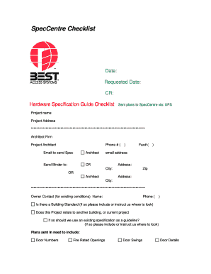 Hardware Specification Guide Checklist