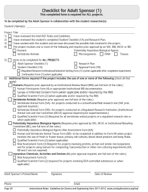 Intel ISEF Adult Sponsor Checklist