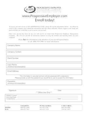 Progressive Employer Account Registration Form