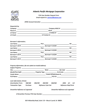 FHA Case Number Request Form