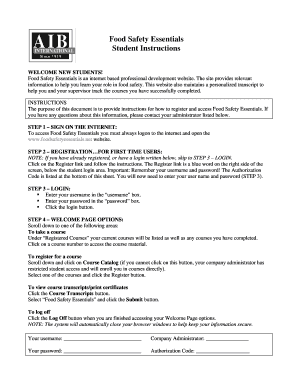 Food Safety Essentials Student Instructions