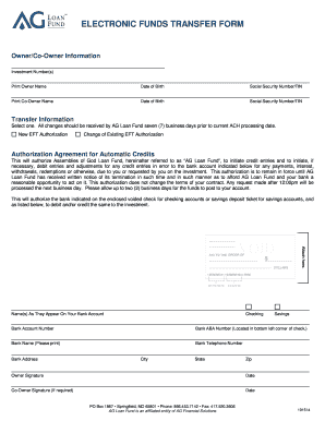 Electronic Funds Transfer Authorization Form