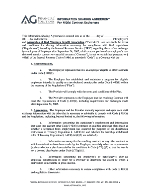 Information Sharing Agreement for 403(b) Contract Exchanges