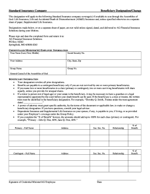 Assemblies of God Beneficiary Designation Form