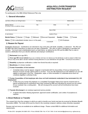 403(b) Rollover/Transfer Distribution Request