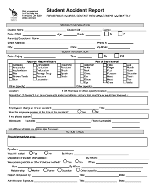 Student Accident Report Form