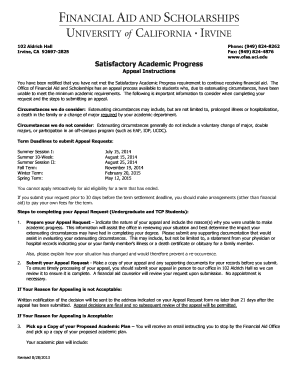 Satisfactory Academic Progress Appeal Instructions