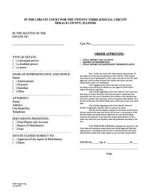 Order Approving Final Report and Account