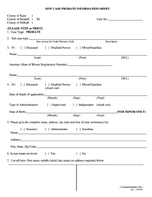 Illinois Probate Information Sheet