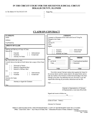 Illinois Claim on Contract for Estate
