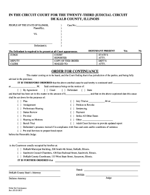 Order for Continuance