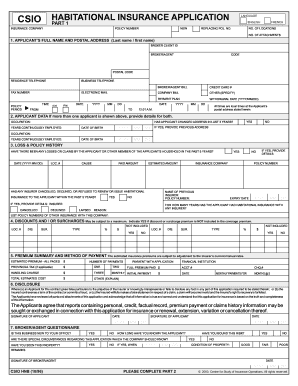 Habitational Insurance Application