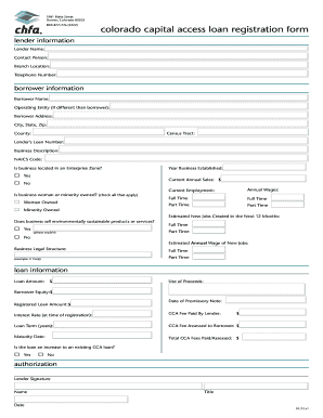 Colorado Capital Access Loan Registration Form